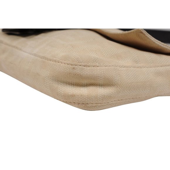 Fendi FF Logo Vintage Zucca Baguette Flap Shoulder Bag Tan Brown Leather Strap - Picture 7 of 16